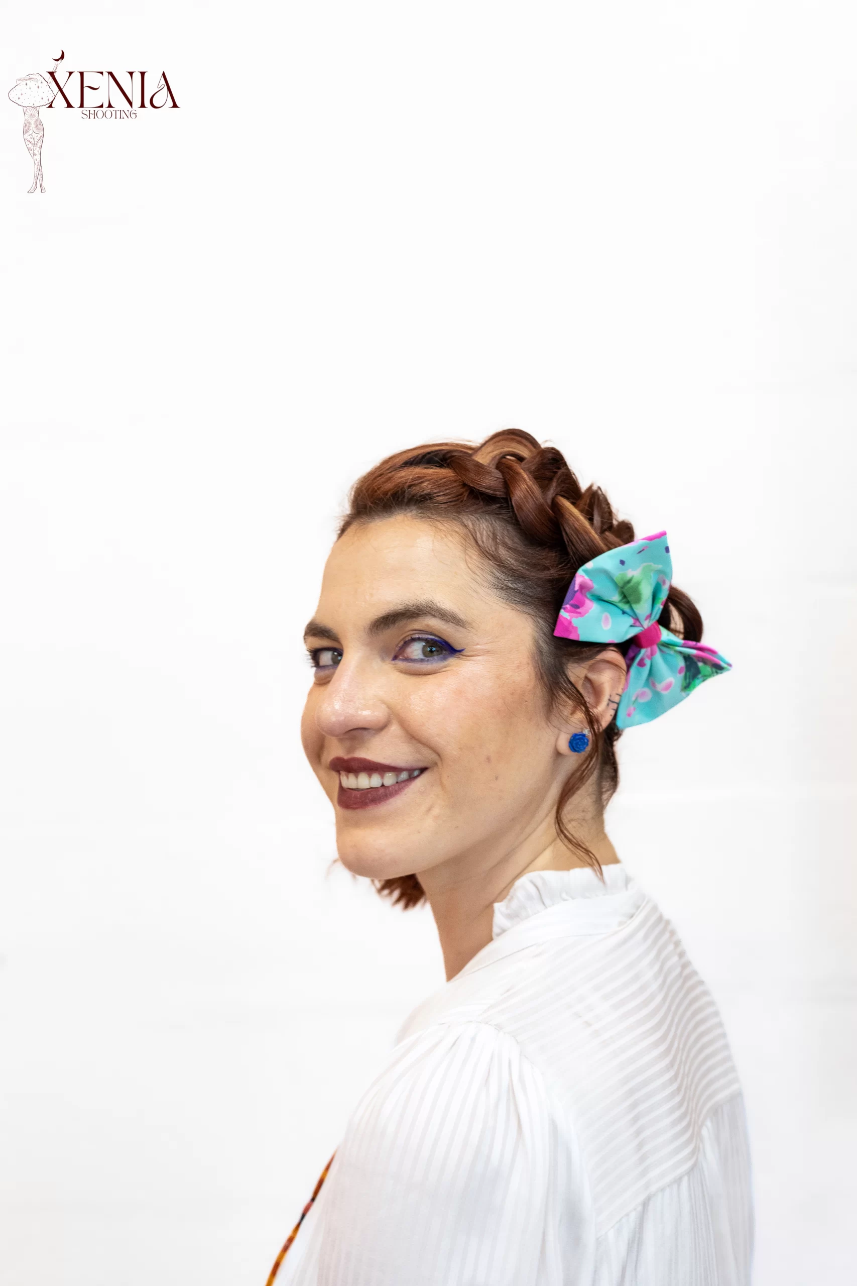 Noeud multicolore pour cheveux Made in France Nymphéas de Monet – Image 3