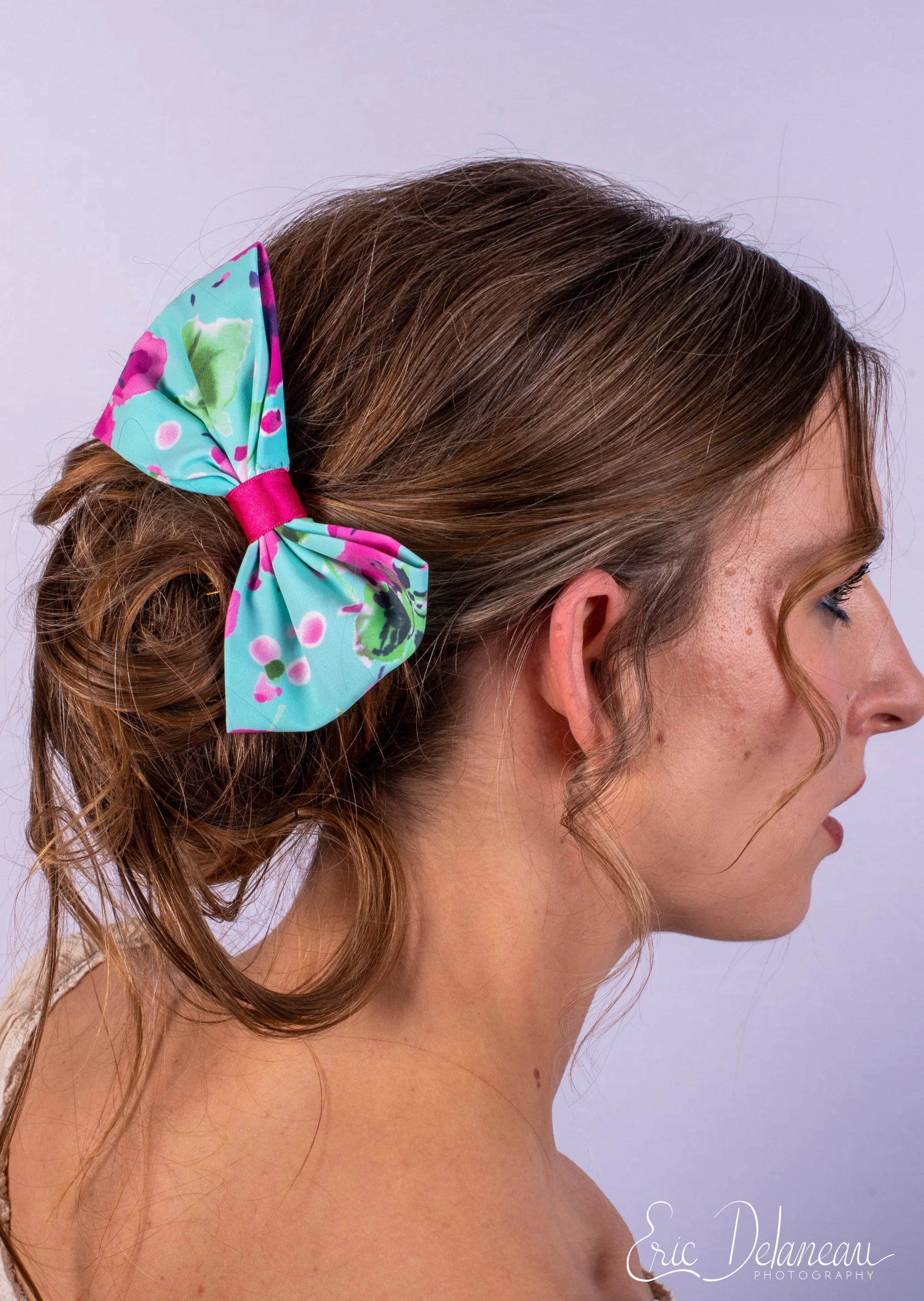 Noeud multicolore pour cheveux Made in France Nymphéas de Monet – Image 2