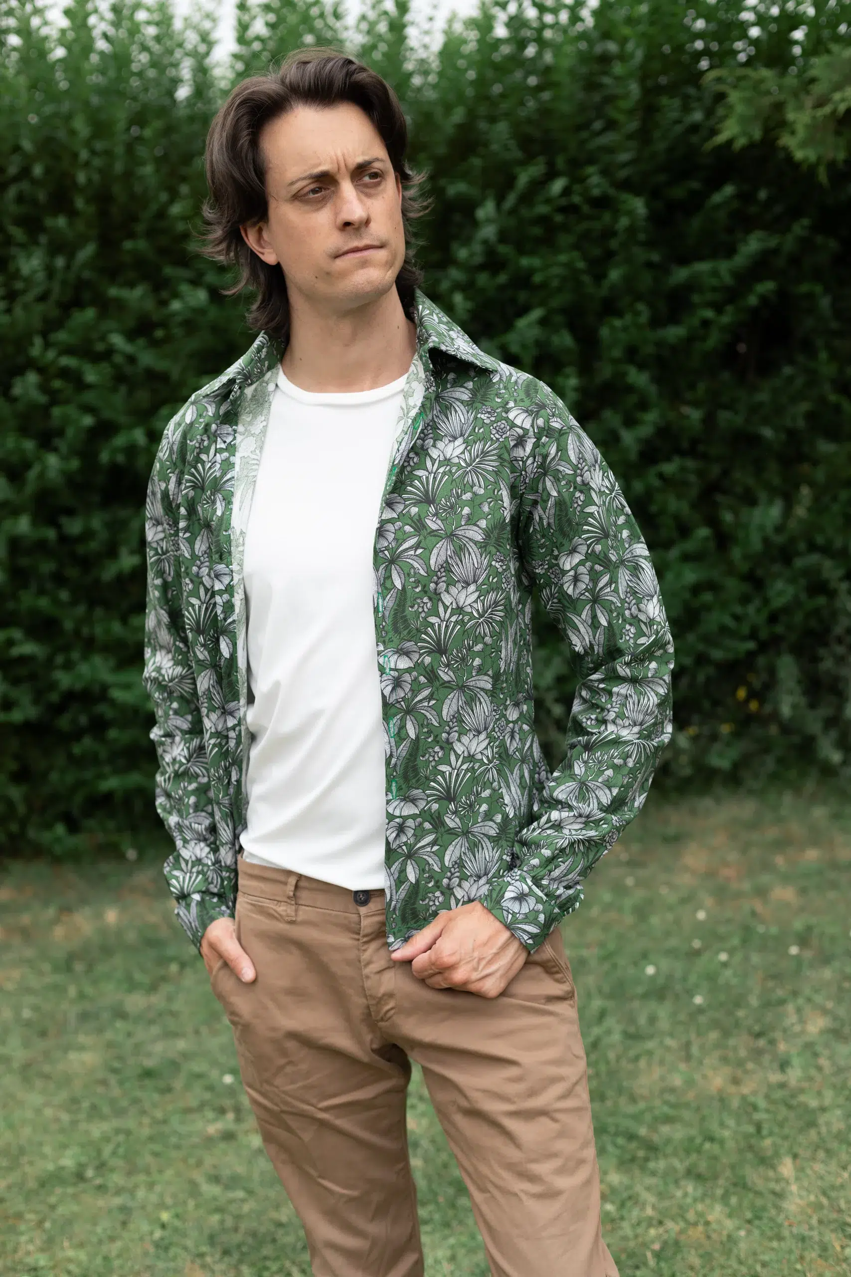 Chemise Made in France pour homme Grégoire coloris vert imprimé feuillages